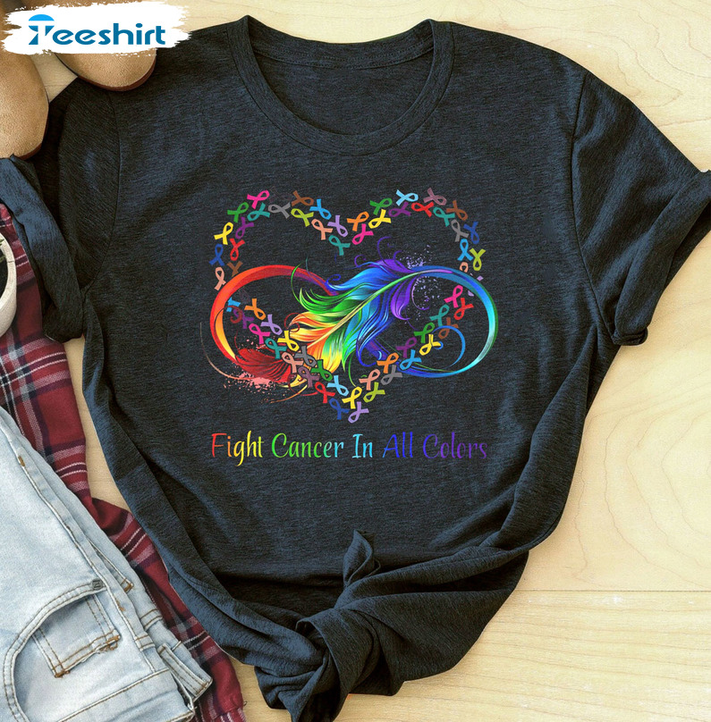 Fight Cancer In All Color Trendy Shirt, Cancer Fighter Long Sleeve T-shirt