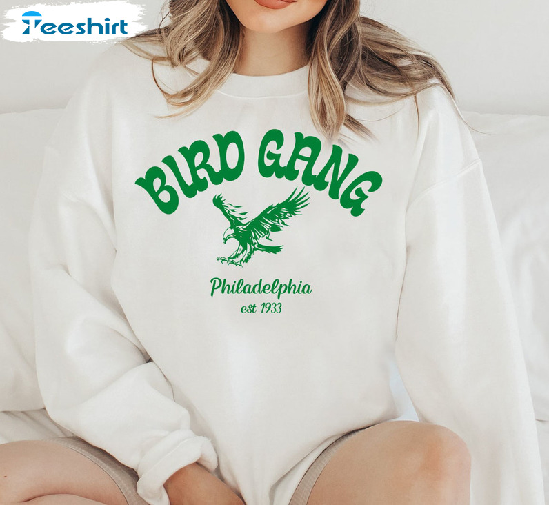 Bird Gang Vintage Shirt, Philly Eagles Football Tee Tops Short Sleeve