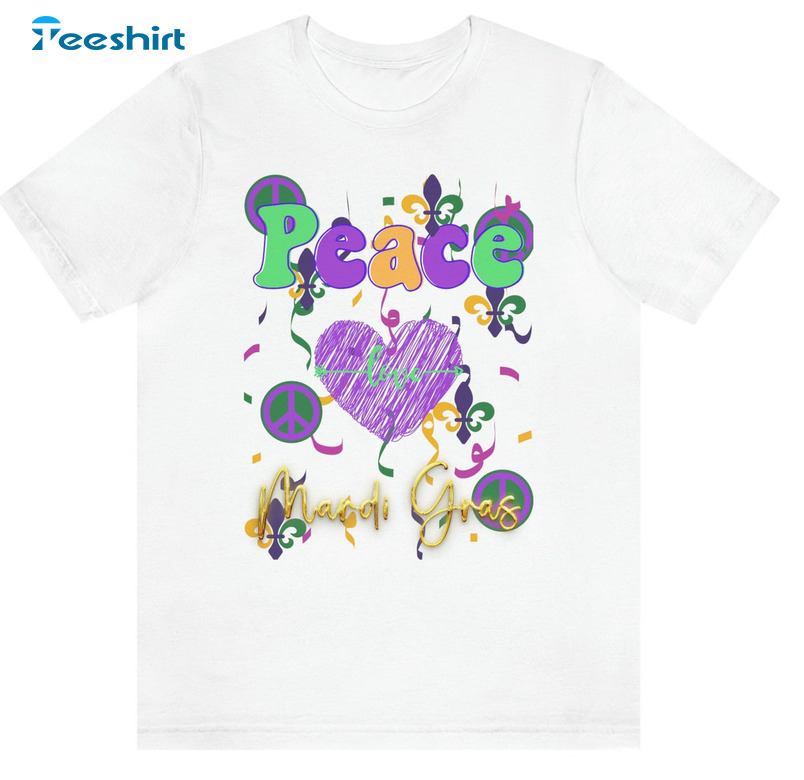 Peace Love Mardi Gras Vintage Shirt, Fat Tuesday Funny Tee Tops Unisex T-shirt