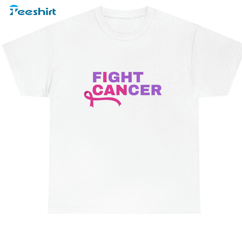 Pink Purple Ribbon Shirt, Fight Against Cancer Short Sleeve Unisex T-shirt