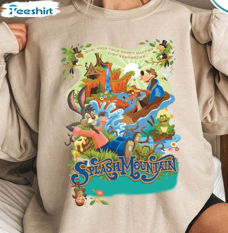 Splash Mountain Vintage Sweatshirt, Disney Family Unisex Hoodie Short Sleeve