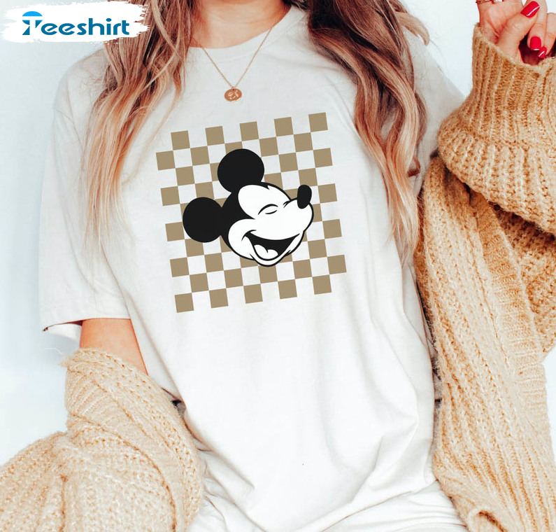 Mickey Checkered Disney Shirt, Vintage Sweatshirt Long Sleeve