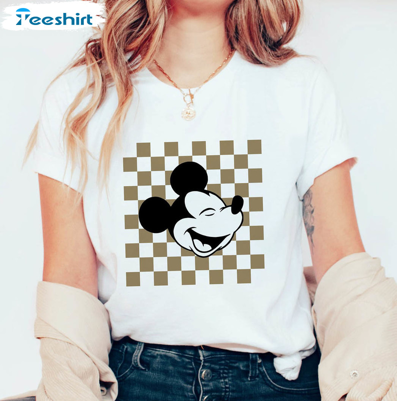 Mickey Checkered Disney Shirt, Vintage Sweatshirt Long Sleeve