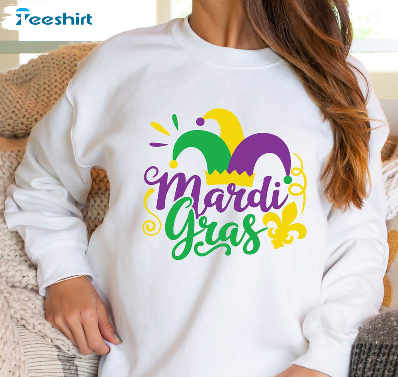 Mardi Gras Party Funny Shirt, Fleur De Lis Tee Tops Long Sleeve