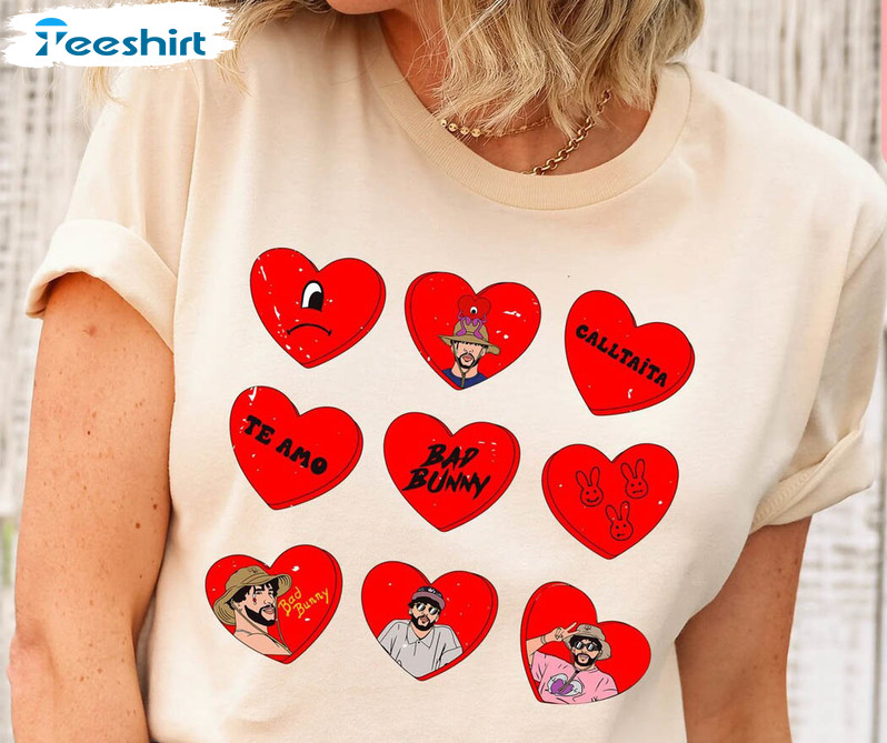 Bad Bunny Heart Shirt, Xoxo Valentines Unisex T-shirt Crewneck