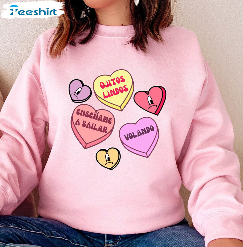 Bad Bunny Valentines Sweatshirt, San Valentin Benito Crewneck Short Sleeve
