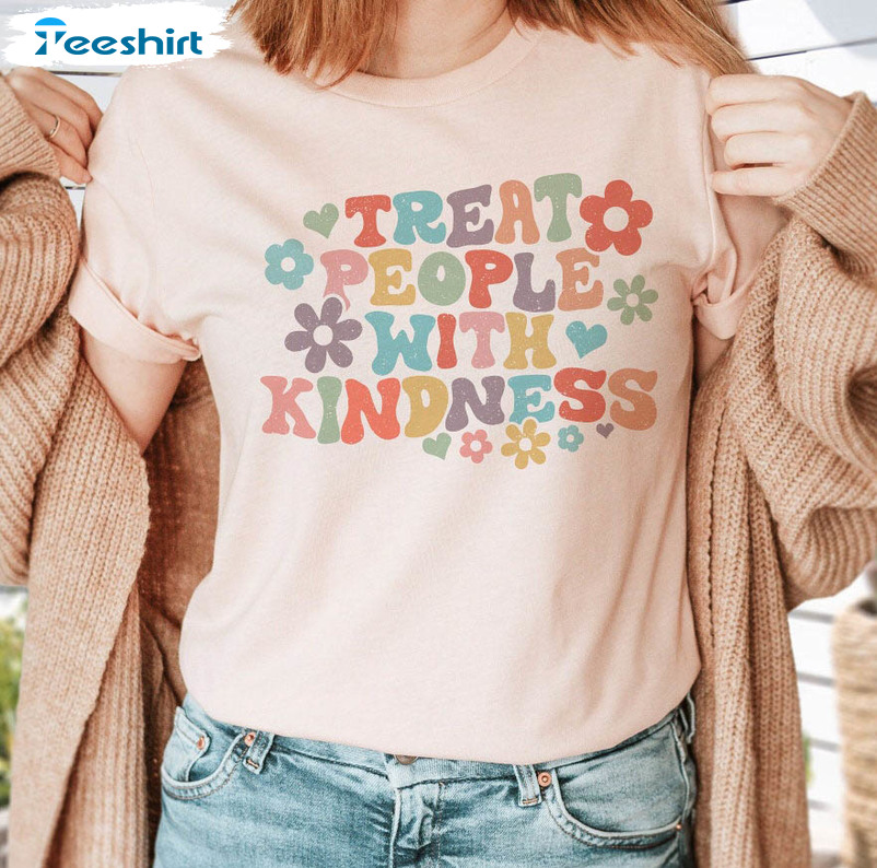 Treat People With Kindness Vintage Shirt, Be Kind Short Sleeve Crewneck