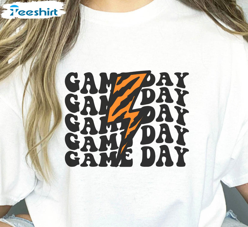 Game Day Tigers Shirt, Lightning Bolt Game Unisex T-shirt Long Sleeve