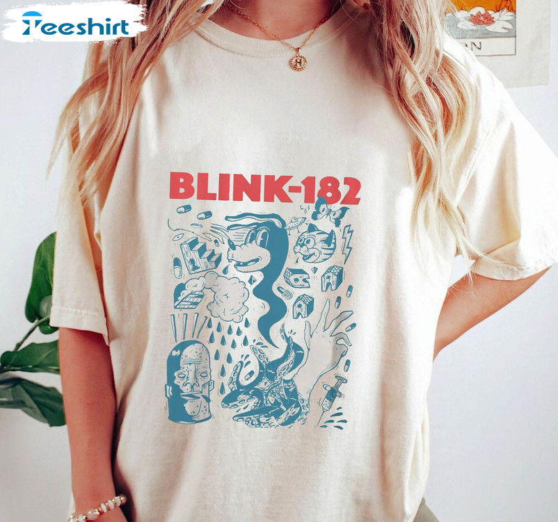 Blink Vintage 182 Shirt , Smile Face Retro Sweater Short Sleeve