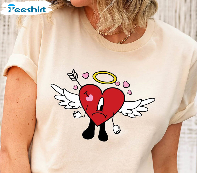 Xoxo Bad Bunny Heart Shirt, Bad Bunny Valentines Long Sleeve Tee Tops