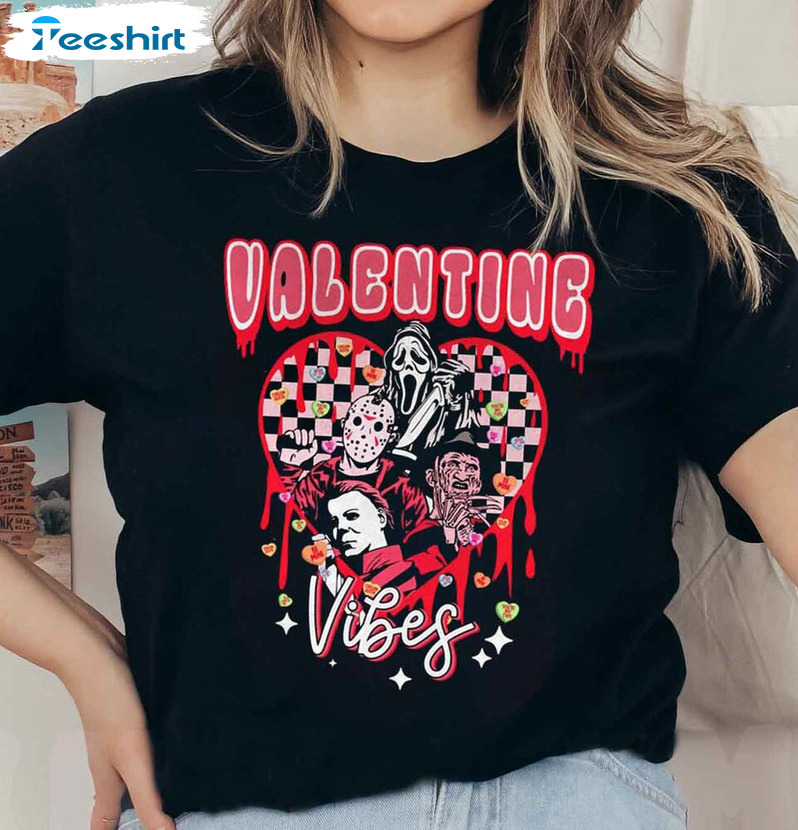 Valentine Vibes Horror Movies Shirt, Be Your Valentine Short Sleeve Long Sleeve