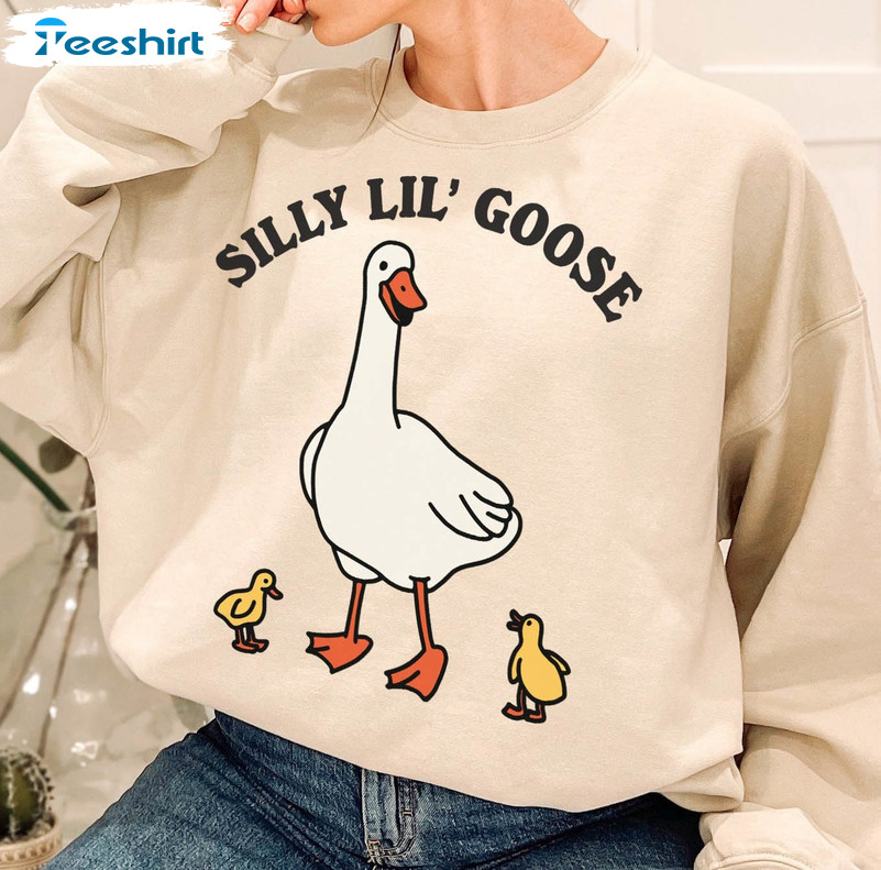 Silly Lil Goose Sweatshirt, Retro Cute Cottagecore Long Sleeve Unisex Hoodie