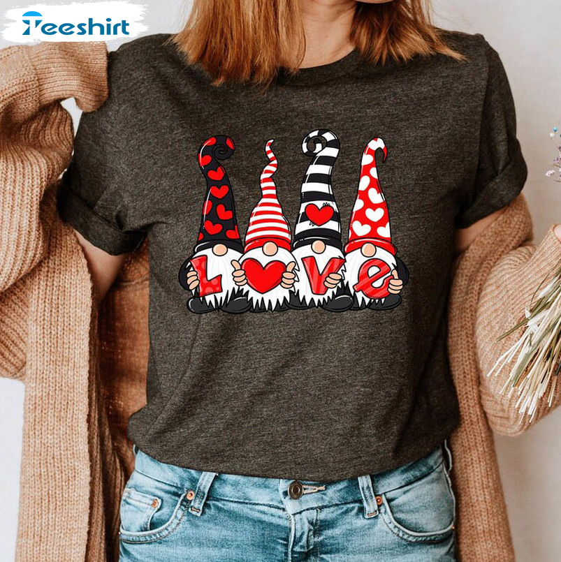 Love Gnomes Shirt , Valentine Cute Long Sleeve Sweatshirt