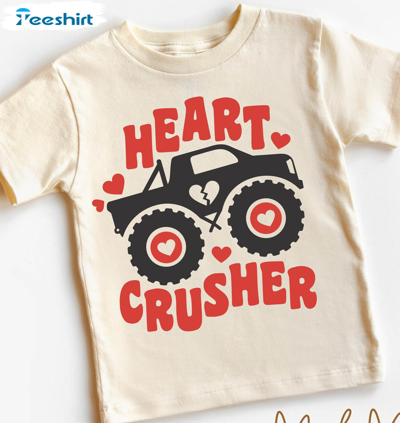 Heart Crusher Valentine Shirt, Monster Truck Valentine Unisex T-shirt Unisex Hoodie