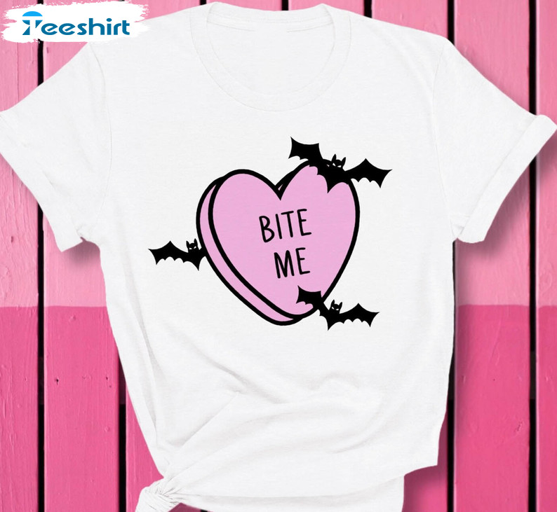 Bite Me Candy Heart Shirt, Trending Unisex T-shirt Short Sleeve