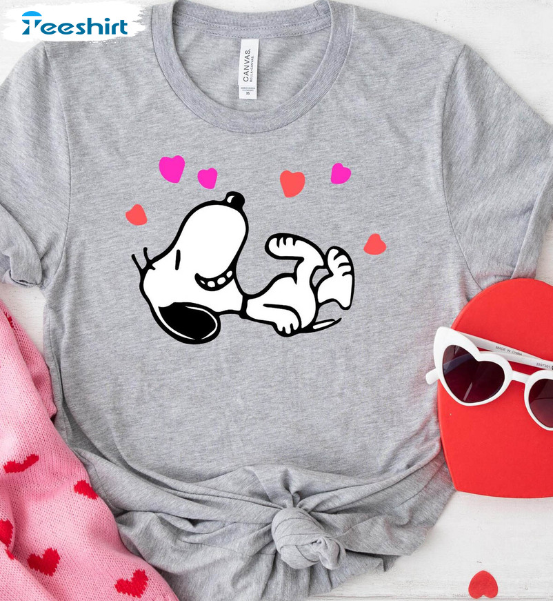 Snoopy Valentines Day Love Hearts Shirt, Bull Snoopy Love Unisex Hoodie Long Sleeve