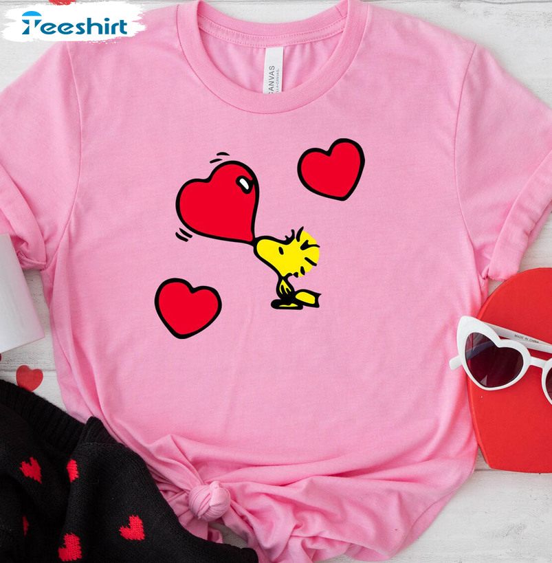 Valentine Woodstock Heart Love Snoopy Shirt, Trending Crewneck Unisex T-shirt