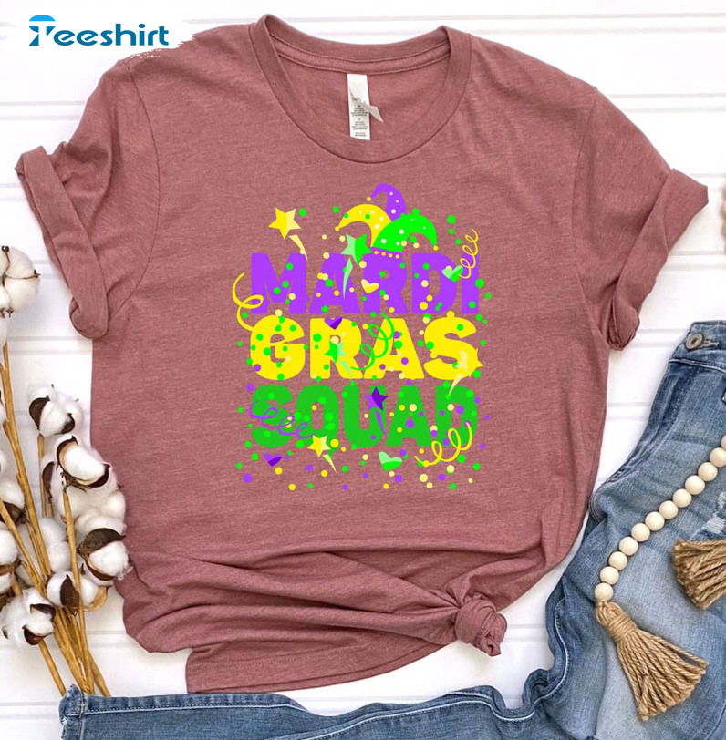 Mardi Gras Squad Trendy Shirt, Fat Tuesday Funny Long Sleeve Unisex T-shirt