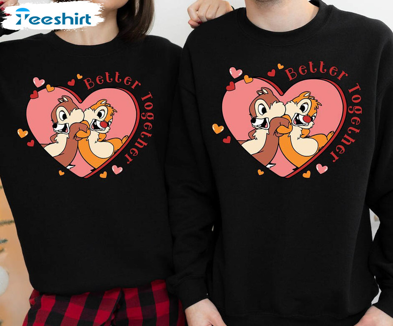 Chip And Dale Couple Shirt, Cute Valentine Short Sleeve Crewneck