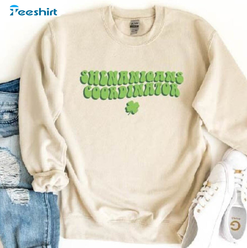 Shenanigans Coordinator Sweatshirt, St Patricks Day Shamrock Crewneck Unisex Hoodie