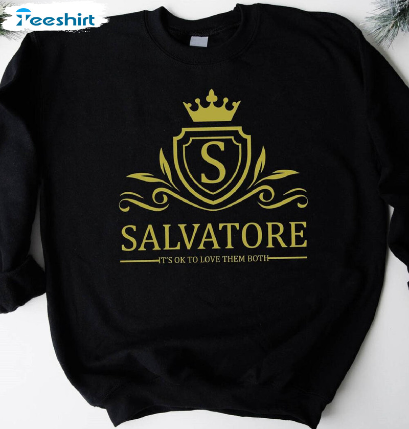 Salvatore It's Ok To Love Them Both Trending Shirt, Vampire Family Short Sleeve Sweater