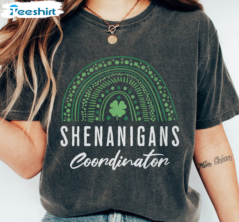 Shenanigans Coordinator Rainbow Shirt, Lucky Mom St Patricks Day Short Sleeve Tee Tops