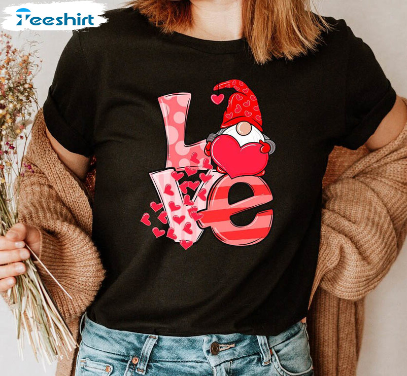 Love Gnome Valentine Shirt, Trending Valentine Unisex T-shirt Long Sleeve