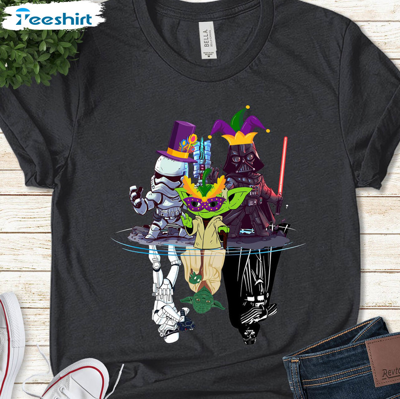 Star Wars Mardi Gras Funny Shirt, Mardi Gras Beads Sweatshirt Short Sleeve