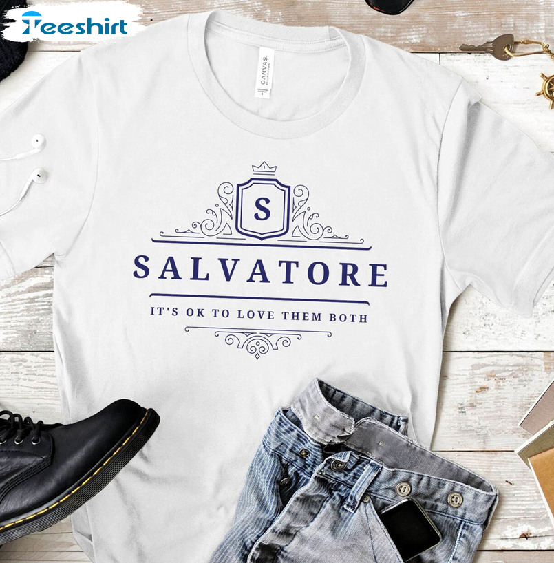 Salvatore It's Ok To Love Them Both Shirt, Trending Short Sleeve Sweatshirt