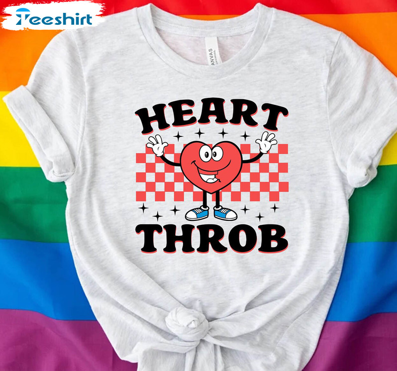 Heart Throb Funny Smile Face Shirt, Valentine Long Sleeve Unisex T-shirt