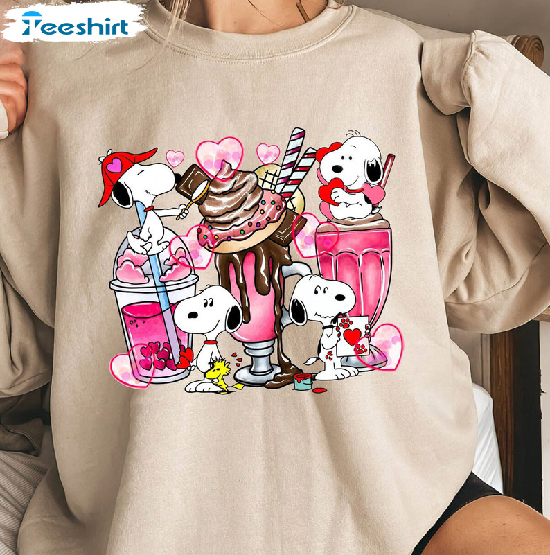 Snoopy Coffee Cute Shirt, Valentines Day Unisex Hoodie Short Sleeve