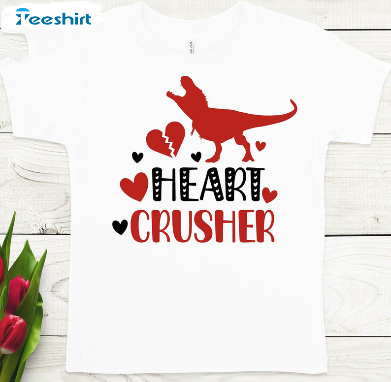 Dinosaur Heart Crusher Shirt, Trending Valentines Day Unisex T-shirt Unisex Hoodie