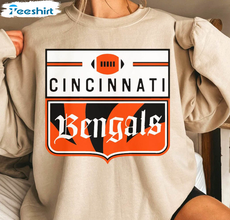 Cincinnati Bengals Vintage Shirt, Mascot School Team Football Short Sleeve  Sweater