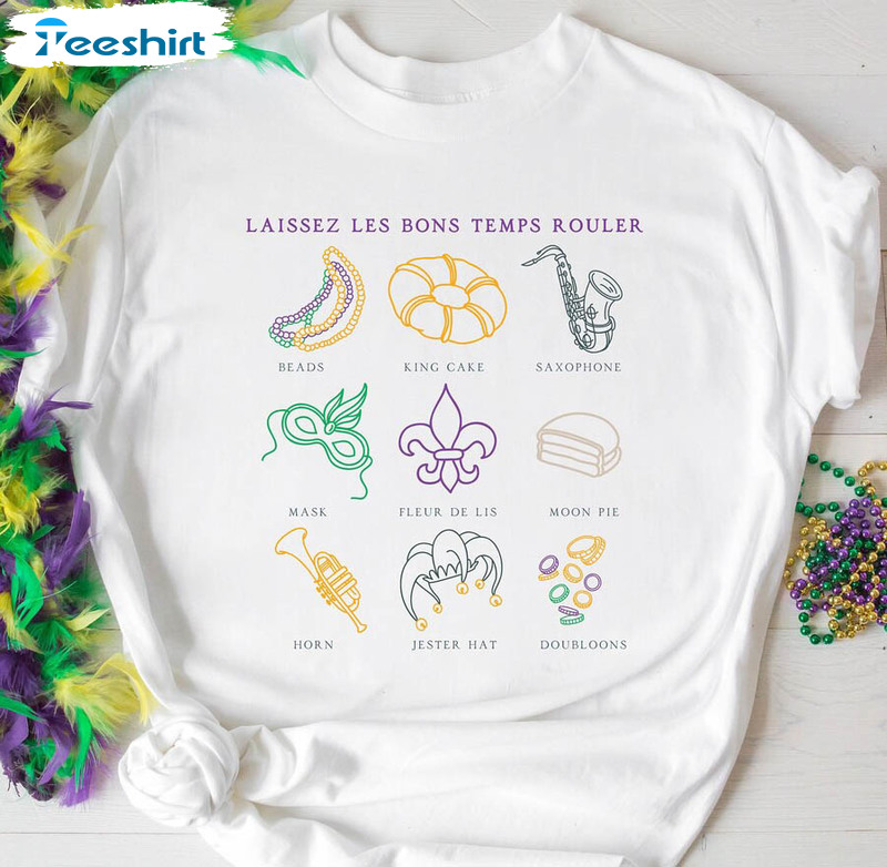 Laissez Les Bon Temps Rouler Trendy Shirt, Mardi Gras Carnival Party Long Sleeve Unisex T-shirt