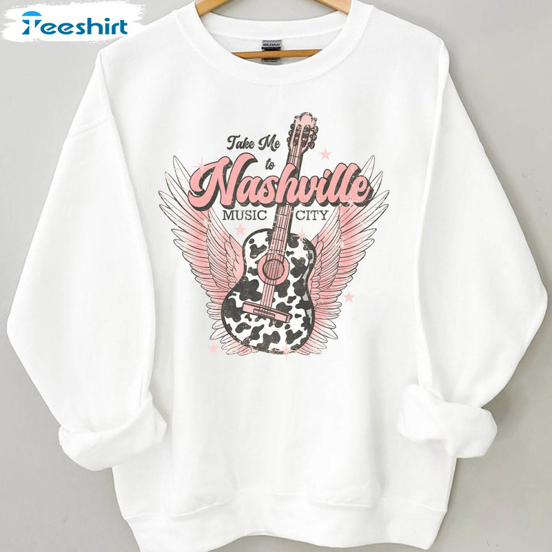 Vintage Nashville Music City Sweatshirt, Trendy Unisex Hoodie Crewneck