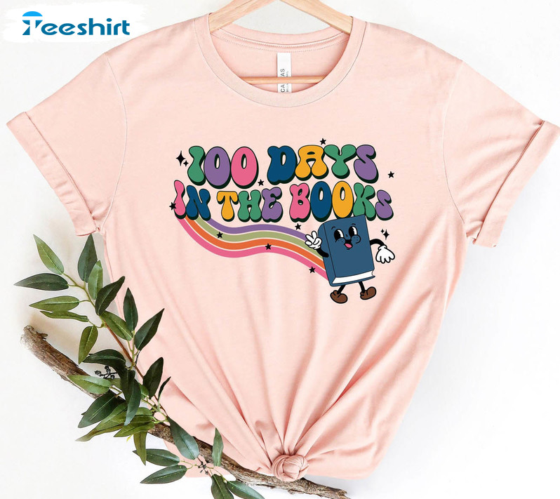 100 Days Of School Rainbow Shirt, 100th Day Of School Celebration Long Sleeve Unisex T-shirt