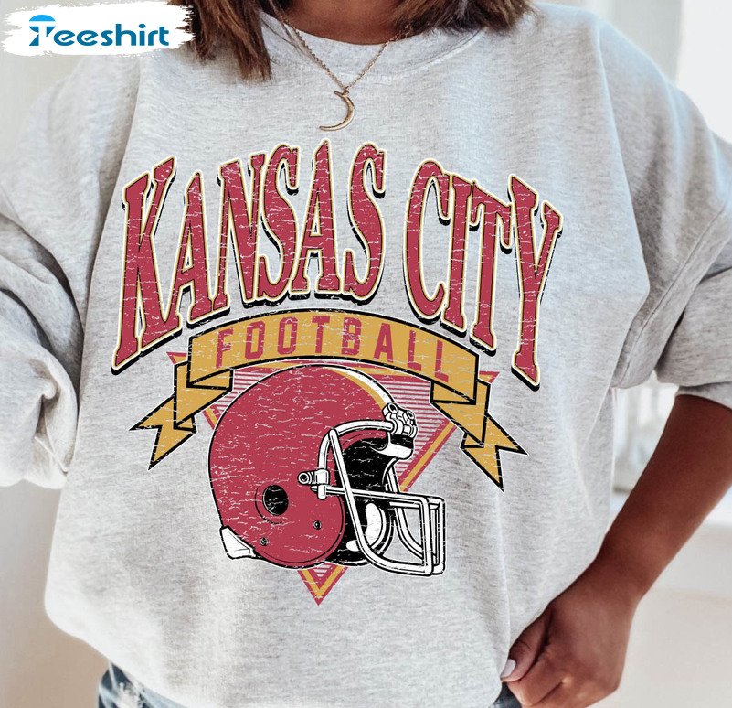 Kansas City Football Helmet Shirt, Vintage Game Day Sweater Unisex Hoodie
