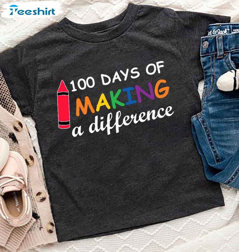 100 Days Of Making A Difference Vintage Shirt, Funny Back To School Crewneck Unisex Hoodie