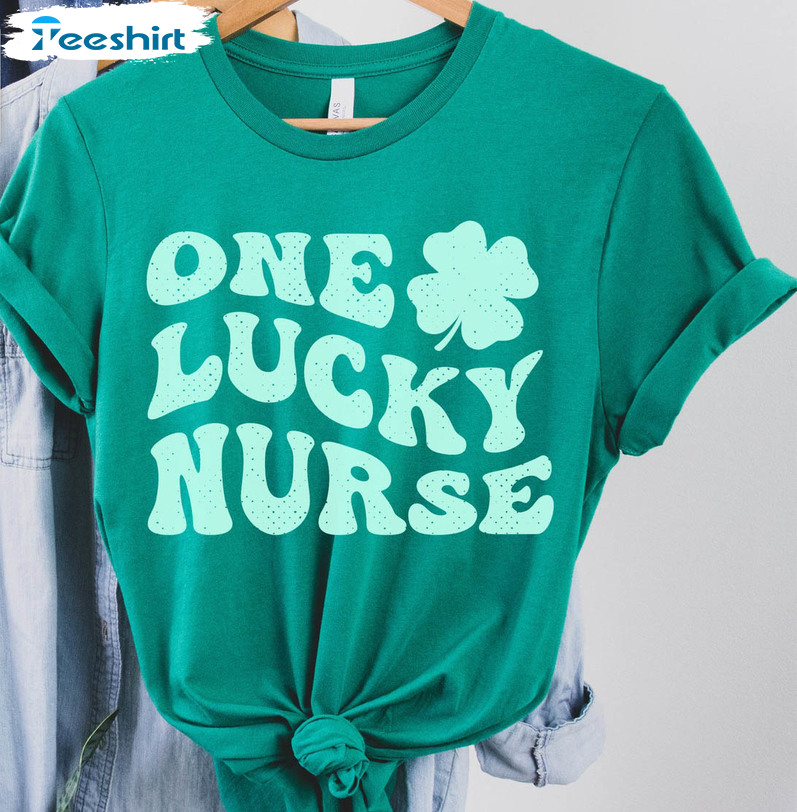 One Lucky Nurse Shirt, Funny St Patricks Day Tee Tops Long Sleeve