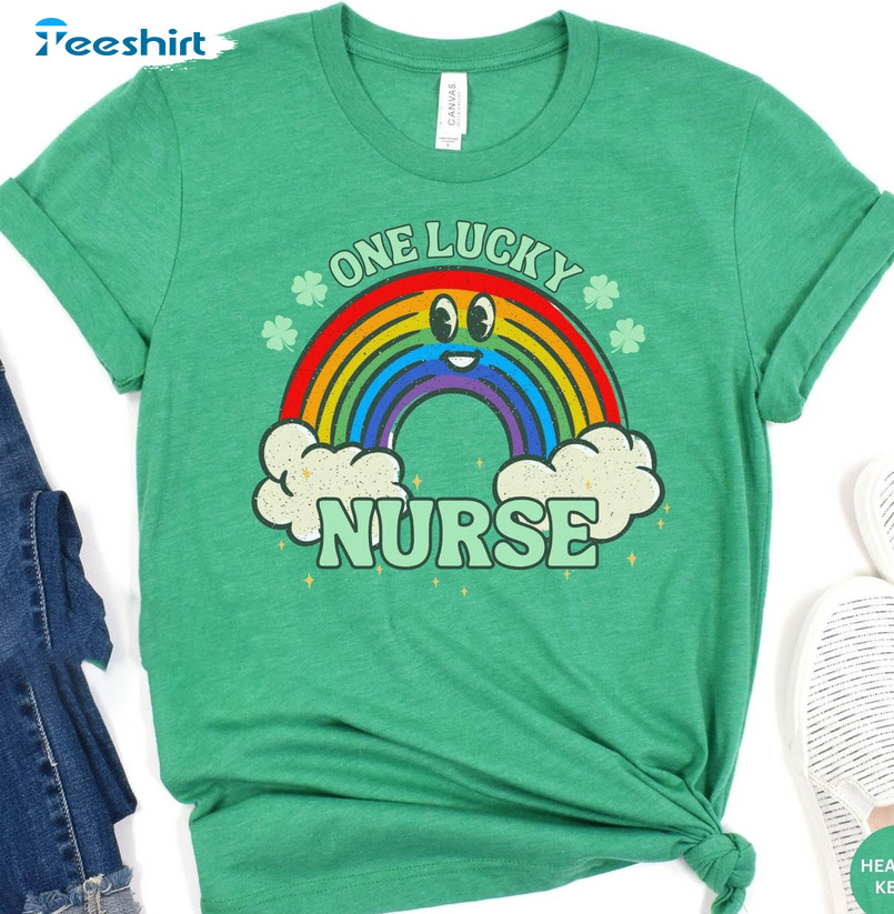 One Lucky Nurse Colorful Shirt, St Patrick Day Rainbow Short Sleeve Long Sleeve
