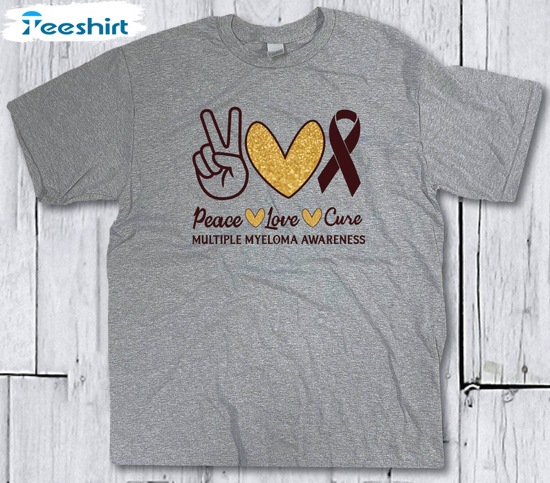 Peace Love Cure Fight Cancer Trendy Sweatshirt, Unisex T-shirt