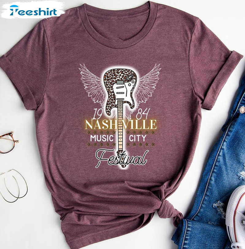 1984 Nashville Music City Festival Shirt, Western Sweatshirt Short Sleeve
