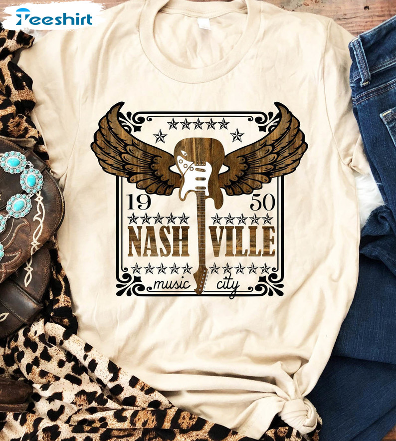 Nashville Music City Trendy Shirt, Country Music Unisex Hoodie Long Sleeve