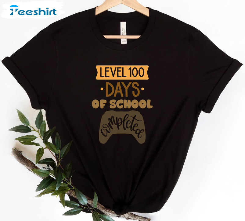 100 Days Of School Trendy Shirt, Level 100 Days Of School Completed Unisex Hoodie Long Sleeve