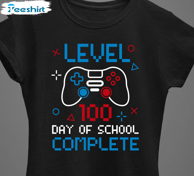 100 Days Video Game Shirt, Happy 100 Days Of School Long Sleeve Unisex Hoodie