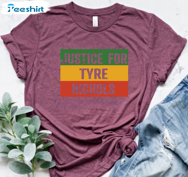 Justice For Tyre Nichols Shirt, African American Flag Tee Tops Short Sleeve