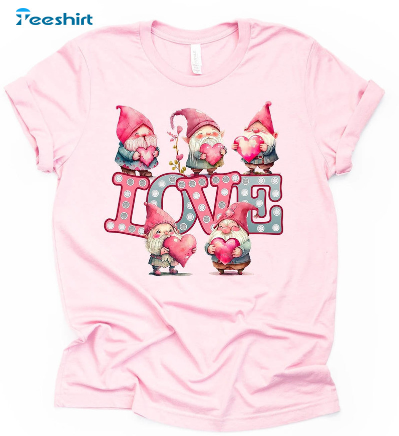 Vintage Gnomes Valentine Shirt, Trending Short Sleeve Unisex T-shirt