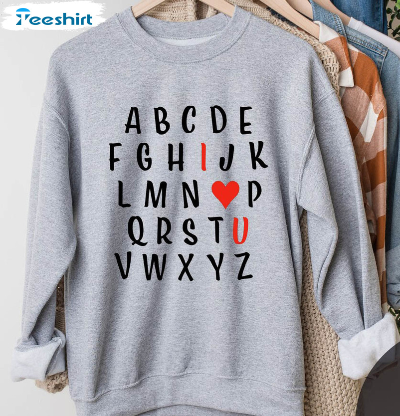 Teacher Valentine Alphabet Sweatshirt, I Love U Tee Tops Short Sleeve