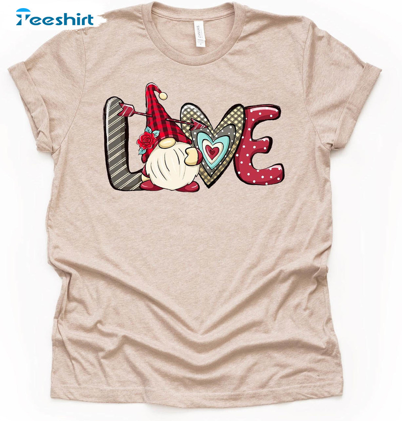 Valentine Day Cute Gnome Shirt, Love Gnome Unisex T-shirt Short Sleeve