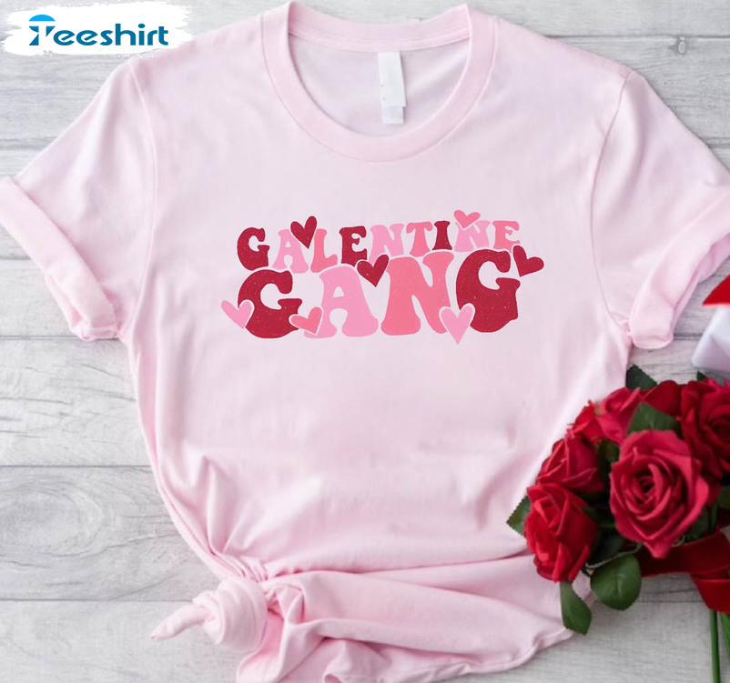 Galentines Gang Vintage Shirt, Vday Besties Long Sleeve Unisex Hoodie